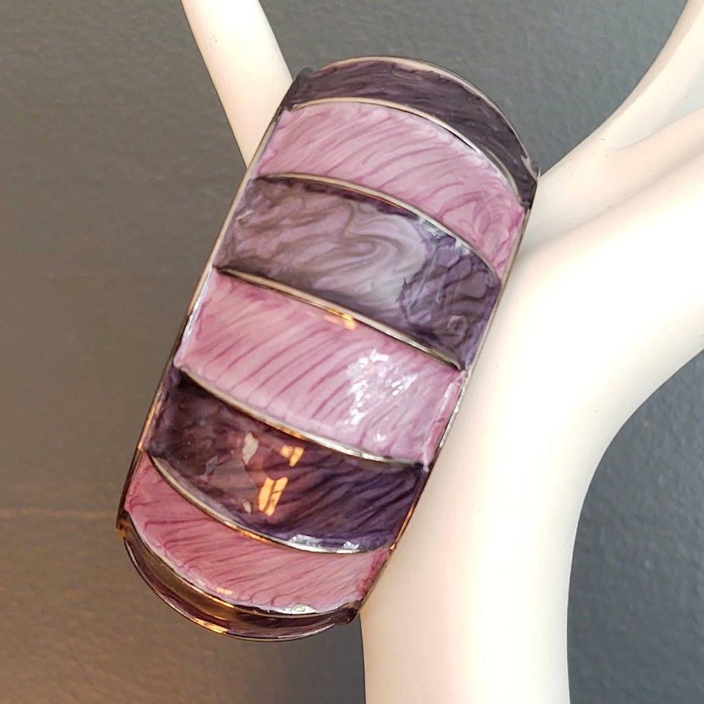 Wide purple toned enamel bracelet